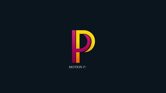 Black background beautiful motion picture logo animation, logo, logo with black background, business logo, alphabet P
