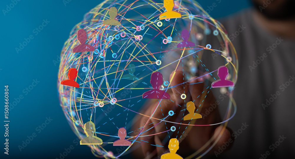 Fototapete Abstract image of a global network, illustrating interconnectedness and communication.