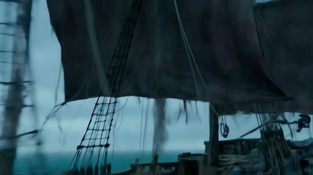 Pirates ship in the middle of the sea