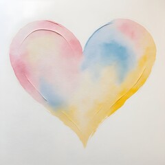 A heart made of paint with pink, yellow and blue colors.