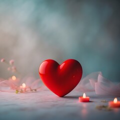 A red heart. Valentine day background. 