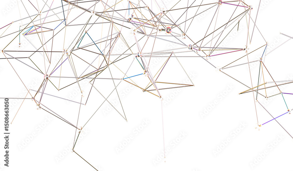 Poster stock photo of abstract network connection. lines and dots representing data flow, technology, and c