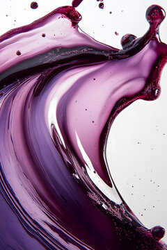Red wine splashing in the air with water drops on white background