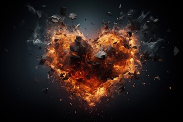 A heartshape dramatic Explosion fire exploding astronomy.