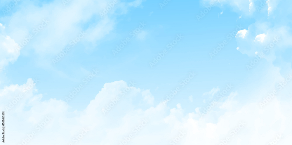 Aufkleber copy space summer blue sky and white clouds abstract background. fluffy clouds and blue sky. vector 