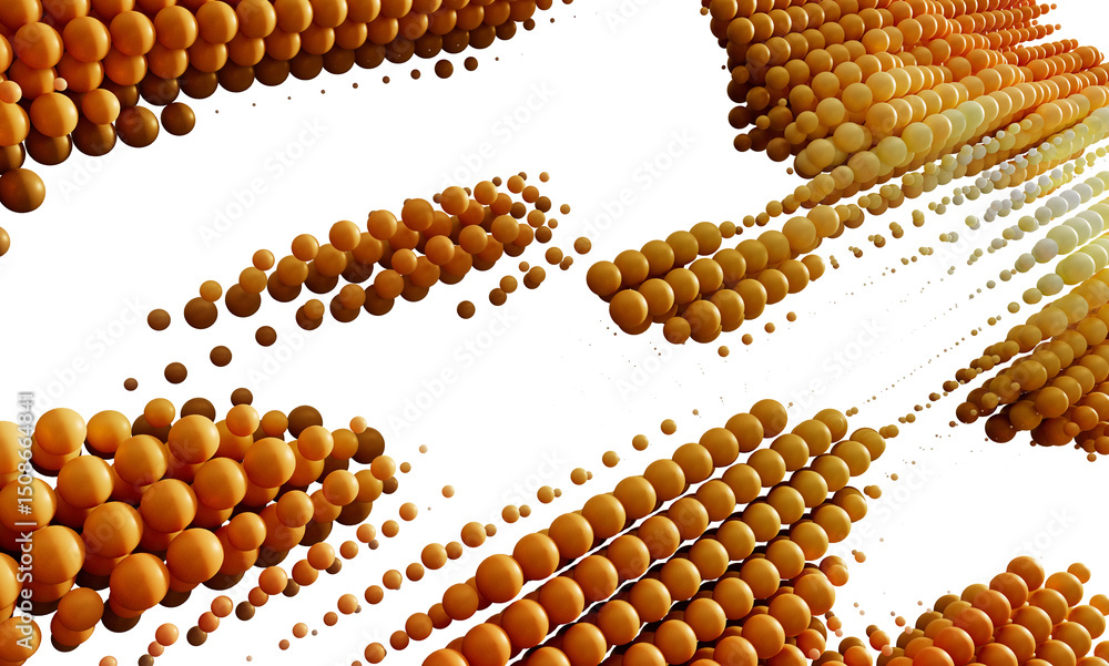 Aufkleber Dynamic abstract background with flowing orange spheres. Ideal for technology, energy, or data visualization.