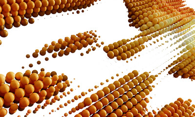 Dynamic abstract background with flowing orange spheres. Ideal for technology, energy, or data visualization.