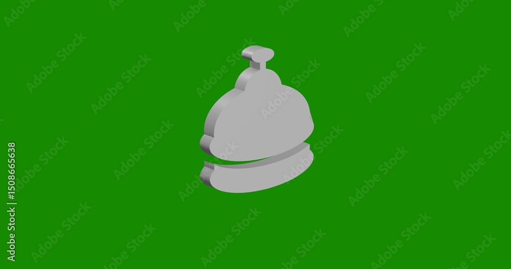 Poster isolated realistic white reception bell symbol front view with shadow. 3d illustration on green chro