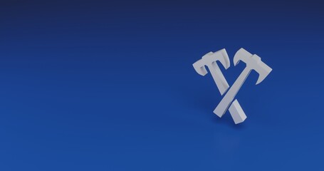 Isolated realistic white crossed axes symbol with shadow. Located on the right side of the scene. 3d illustration on transparent background