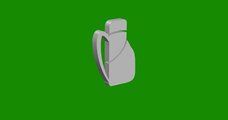 Isolated realistic white travel backpack symbol front view with shadow. 3d illustration on green chroma key background