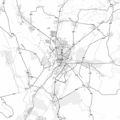 Gyumri Area Map with Labels and Neighborhoods - One color, minimalistic design