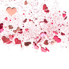 3D illustration of hearts falling in transparent PNG