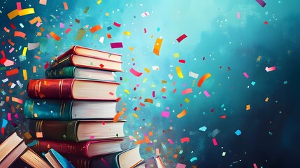 Celebrating the Joy of Education and Intellectual Growth with Colorful Confetti