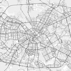 Minsk Area Map with Labels and Neighborhoods - One color, minimalistic design