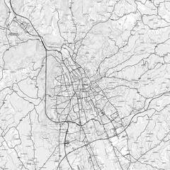 Graz Area Map with Labels and Neighborhoods - One color, minimalistic design