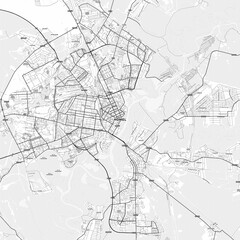 Gomel Area Map with Labels and Neighborhoods - One color, minimalistic design