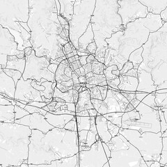 Brno Area Map with Labels and Neighborhoods - One color, minimalistic design