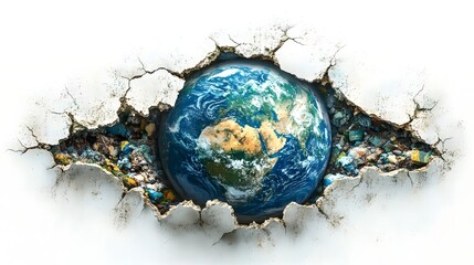 Fractured Earth Representing the Global Environmental Crisis and Sustainable Solutions