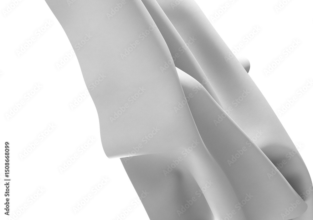 Poster a close-up of a white fabric texture with a flowing drape, creating a minimalist and abstract image.