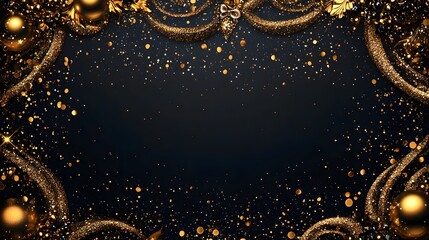 Elegant Golden Glitter and Sparkles on Dark Backdrop for Festive