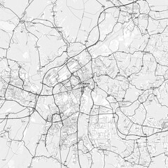 Ostrava Area Map with Labels and Neighborhoods - One color, minimalistic design