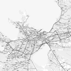 Fototapeta premium Tallinn Area Map with Labels and Neighborhoods - One color, minimalistic design