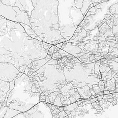 Fototapeta premium Espoo Area Map with Labels and Neighborhoods - One color, minimalistic design