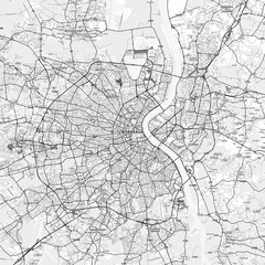 Bordeaux Area Map with Labels and Neighborhoods - One color, minimalistic design