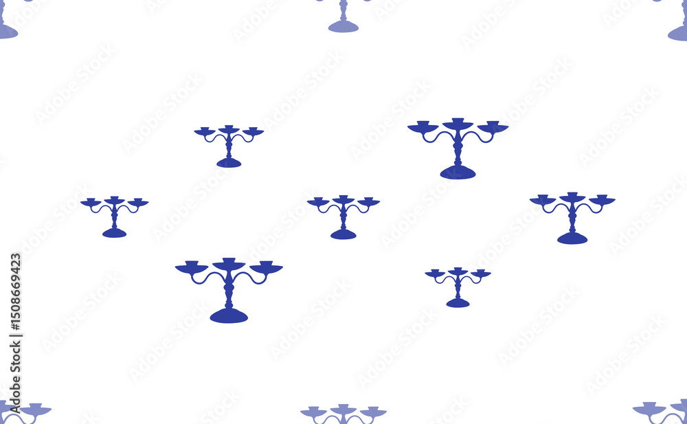 Poster seamless pattern of large isolated blue candlestick symbols. the pattern is divided by a line of ele