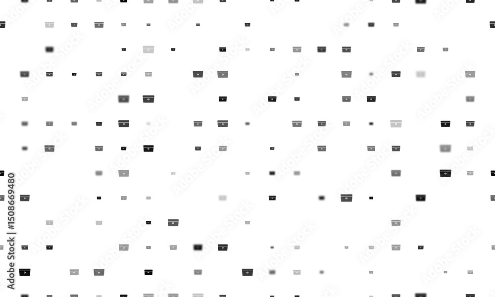Poster seamless background pattern of evenly spaced black chest symbols of different sizes and opacity. ill