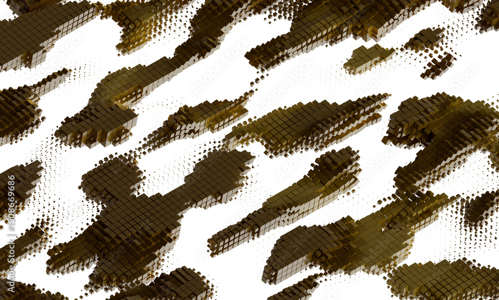 Aufkleber 3d rendering of abstract gold cubes pattern. perfect for modern design, technology, and luxury brand