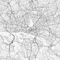 Obraz premium Hamburg Area Map with Labels and Neighborhoods - One color, minimalistic design