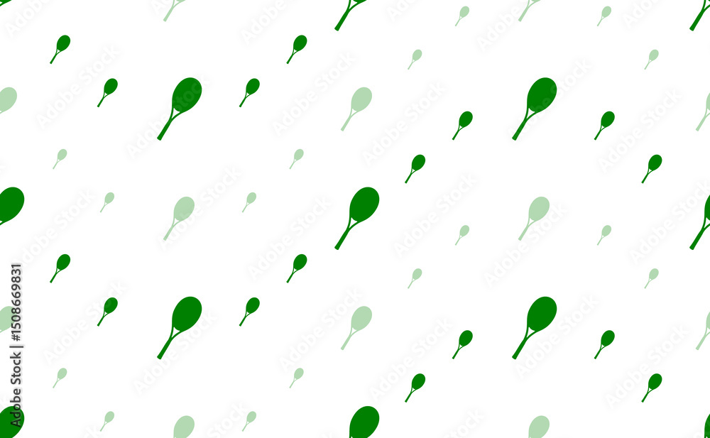 Aufkleber seamless pattern of large and small green tennis racket symbols. the elements are arranged in a wavy