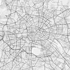 Berlin Area Map with Labels and Neighborhoods - One color, minimalistic design