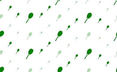 Seamless pattern of large and small green tennis racket symbols. The elements are arranged in a wavy. Illustration on light green background