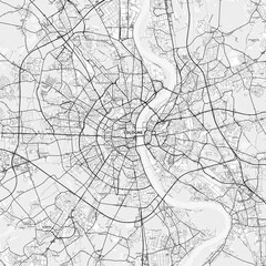 Cologne Area Map with Labels and Neighborhoods - One color, minimalistic design
