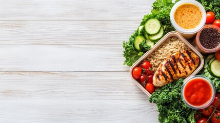 Modern Food Delivery Containers with Fresh Ingredients and Dishes