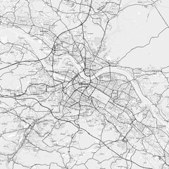 Dresden Area Map with Labels and Neighborhoods - One color, minimalistic design