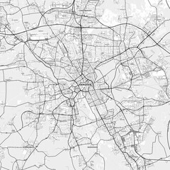 Hannover Area Map with Labels and Neighborhoods - One color, minimalistic design