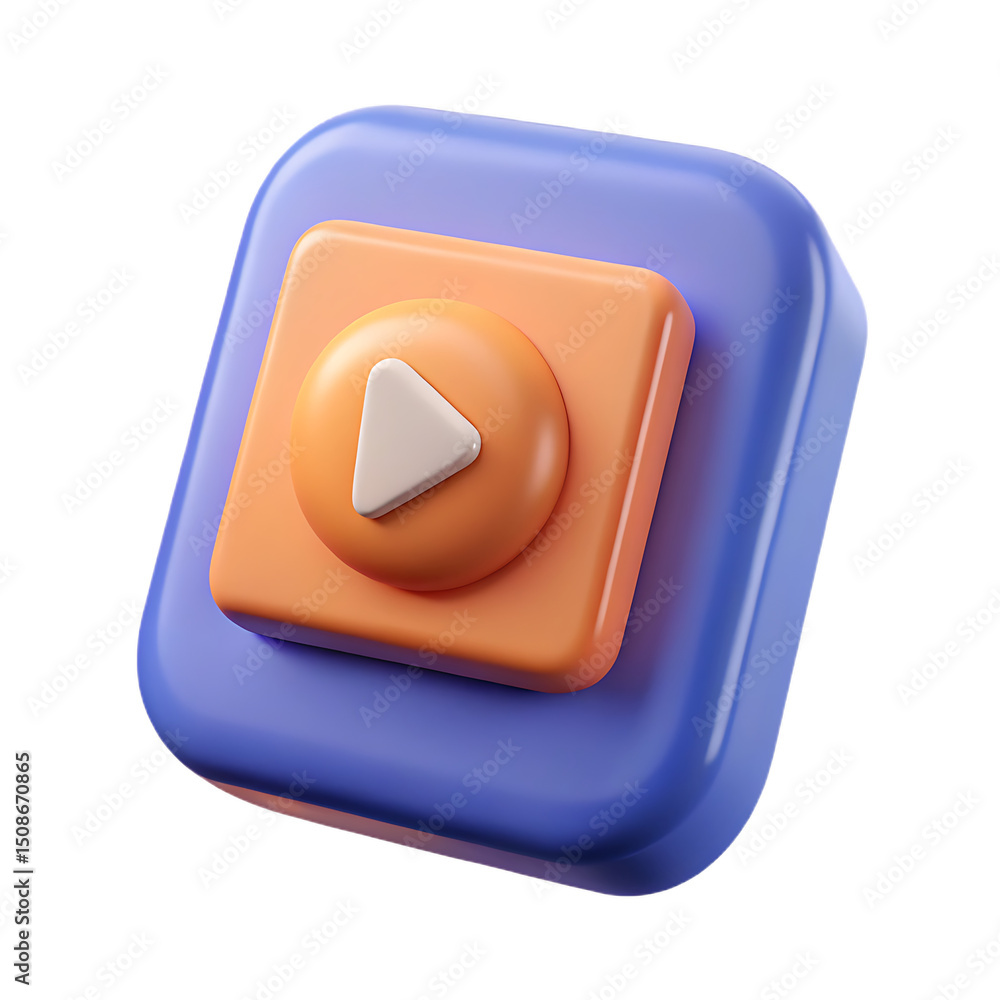 Poster play button 3d render abstract icon design