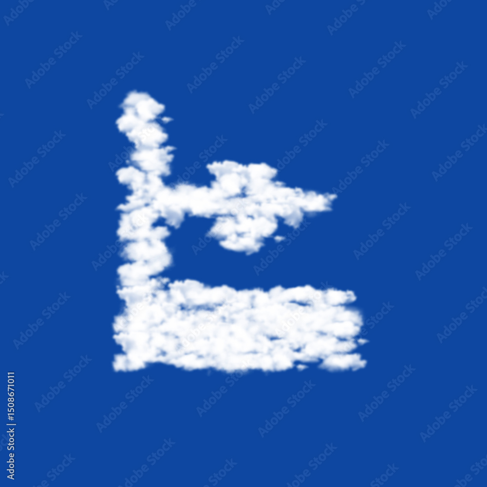 Poster clouds in the shape of a small 3d printer symbol on a transparent background. a symbol consisting of
