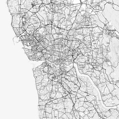 Porto Area Map with Labels and Neighborhoods - One color, minimalistic design