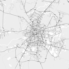 Fototapeta premium Timișoara Area Map with Labels and Neighborhoods - One color, minimalistic design