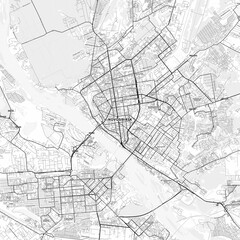 Novosibirsk Area Map with Labels and Neighborhoods - One color, minimalistic design