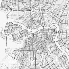 Obraz premium Saint Petersburg Area Map with Labels and Neighborhoods - One color, minimalistic design