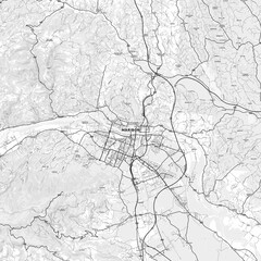 Fototapeta premium Maribor Area Map with Labels and Neighborhoods - One color, minimalistic design