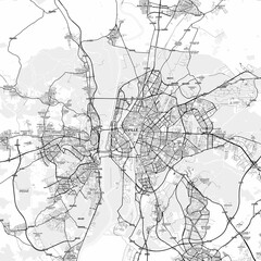 Naklejka premium Sevilla Area Map with Labels and Neighborhoods - One color, minimalistic design