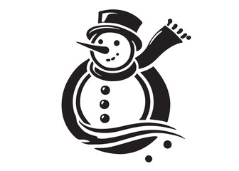snowman logo silhouette vector illustration, snowman logo design vector, vector silhouette snowman, snowman vector silhouette logo on a white background
