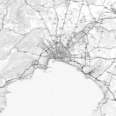 Palma Area Map with Labels and Neighborhoods - One color, minimalistic design