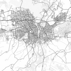 Obraz premium Adana Area Map with Labels and Neighborhoods - One color, minimalistic design